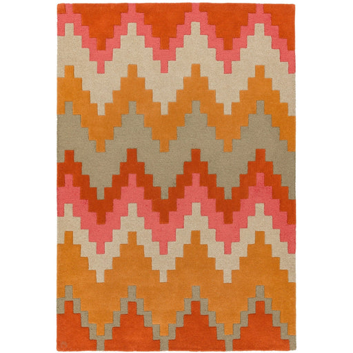 Matrix MAX23 Cuzzo Modern Geometric Hand-Woven High-Density Soft Textured Wool&Viscose Mix Sienna/Multi Runner