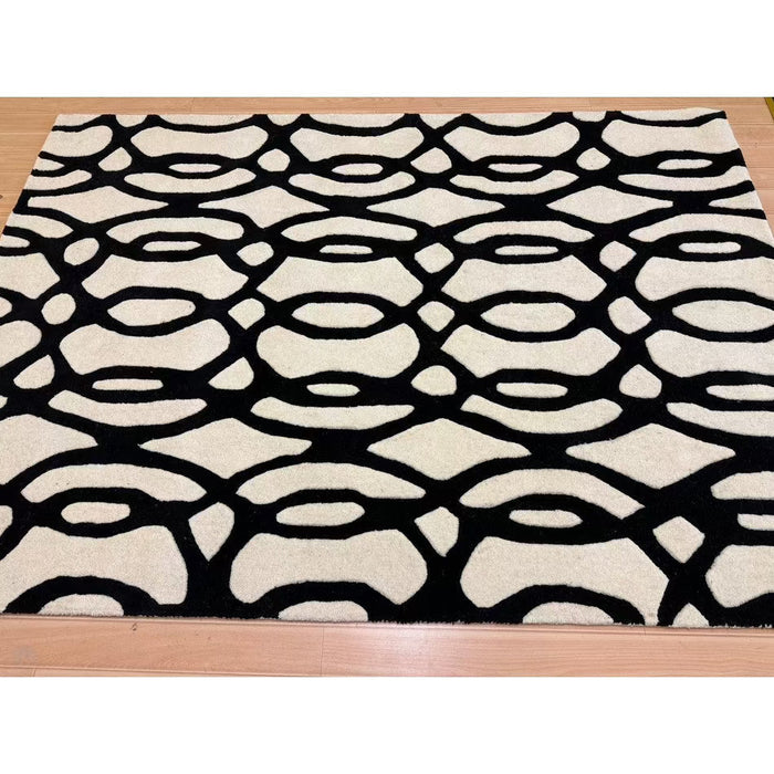 Matrix MAX35 Wire Modern Geometric Hand-Woven High-Density Soft Textured Wool&Viscose Mix White/Black Rug