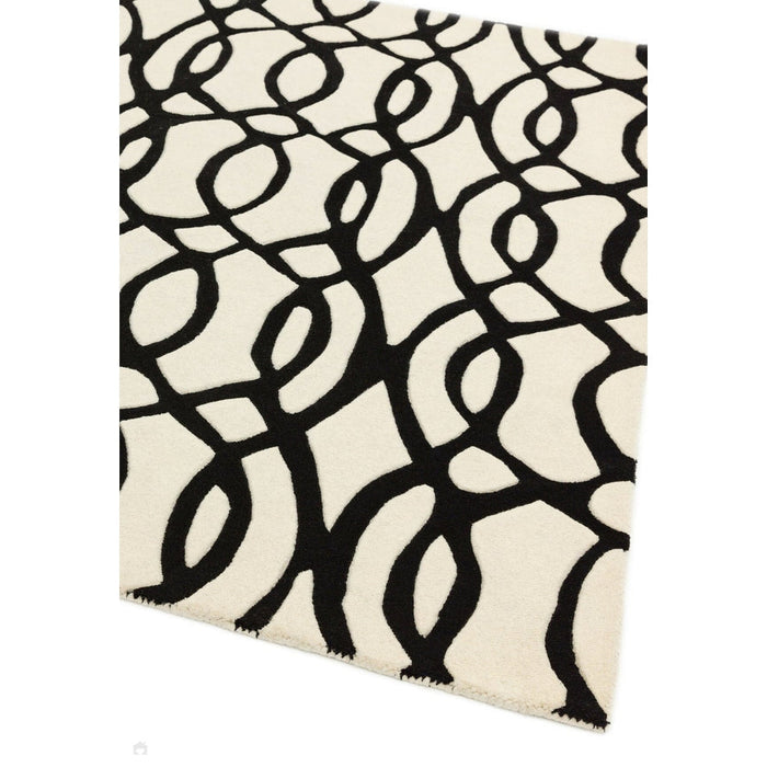 Matrix MAX35 Wire Modern Geometric Hand-Woven High-Density Soft Textured Wool&Viscose Mix White/Black Rug