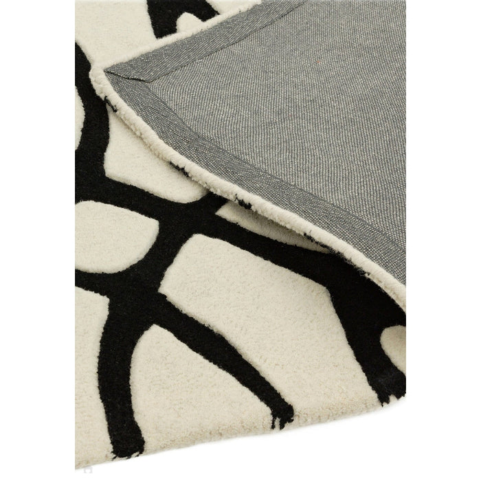 Matrix MAX35 Wire Modern Geometric Hand-Woven High-Density Soft Textured Wool&Viscose Mix White/Black Rug