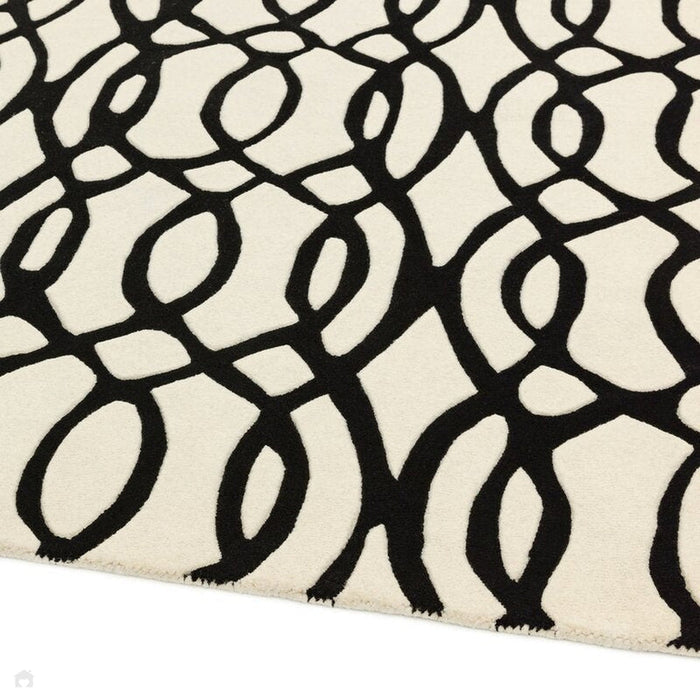 Matrix MAX35 Wire Modern Geometric Hand-Woven High-Density Soft Textured Wool&Viscose Mix White/Black Rug