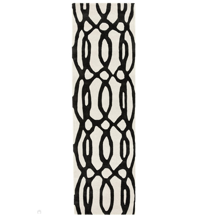 Matrix MAX35 Wire Modern Geometric Hand-Woven High-Density Soft Textured Wool&Viscose Mix White/Black Rug