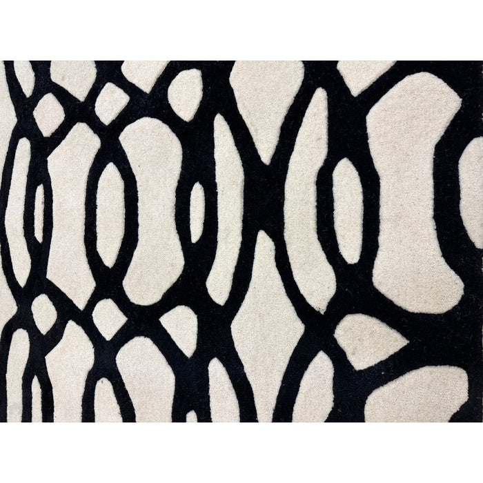 Matrix MAX35 Wire Modern Geometric Hand-Woven High-Density Soft Textured Wool&Viscose Mix White/Black Rug