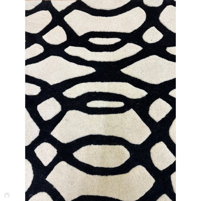 Matrix MAX35 Wire Modern Geometric Hand-Woven High-Density Soft Textured Wool&Viscose Mix White/Black Rug