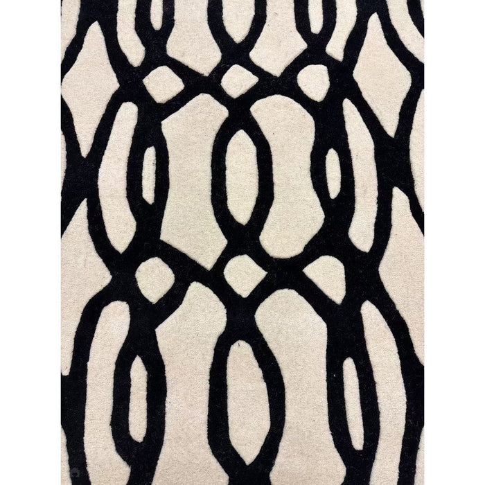 Matrix MAX35 Wire Modern Geometric Hand-Woven High-Density Soft Textured Wool&Viscose Mix White/Black Rug