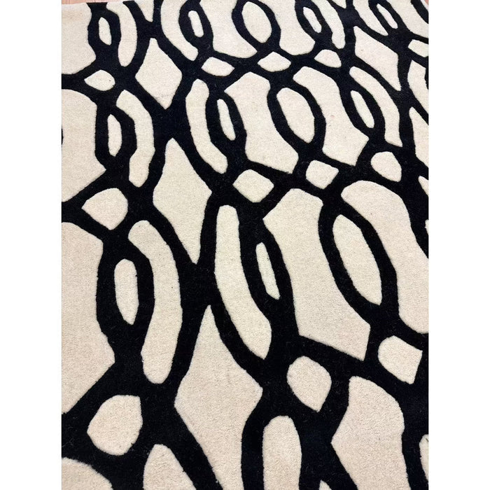 Matrix MAX35 Wire Modern Geometric Hand-Woven High-Density Soft Textured Wool&Viscose Mix White/Black Rug