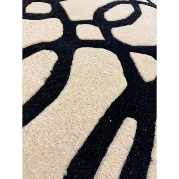 Matrix MAX35 Wire Modern Geometric Hand-Woven High-Density Soft Textured Wool&Viscose Mix White/Black Rug