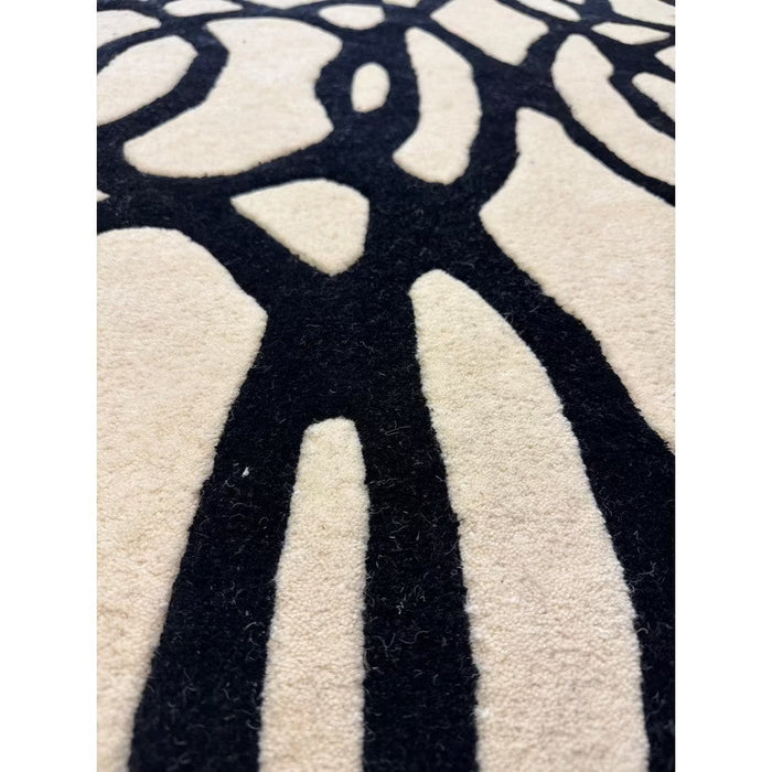 Matrix MAX35 Wire Modern Geometric Hand-Woven High-Density Soft Textured Wool&Viscose Mix White/Black Rug