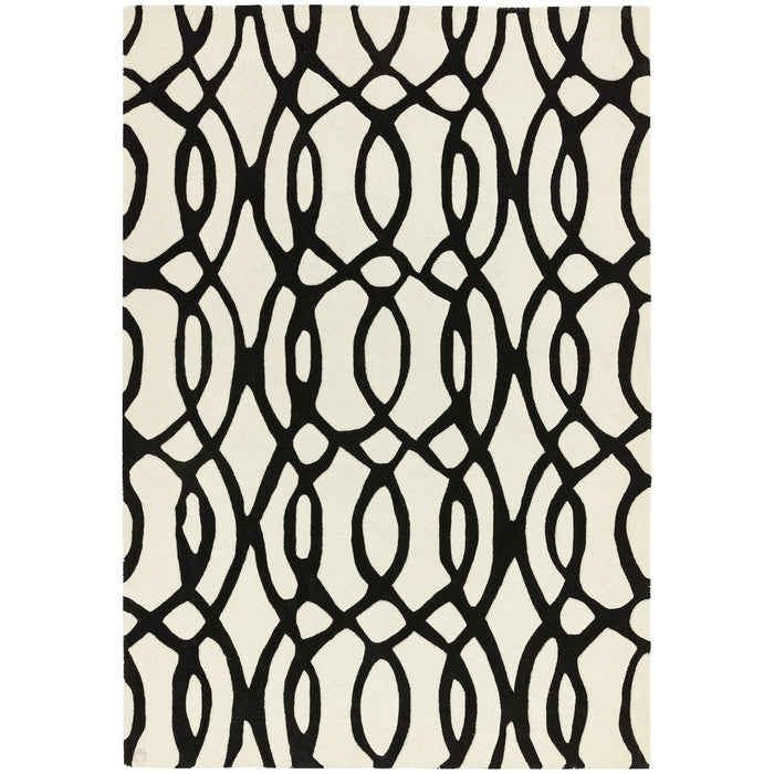 Matrix MAX35 Wire Modern Geometric Hand-Woven High-Density Soft Textured Wool&Viscose Mix White/Black Rug