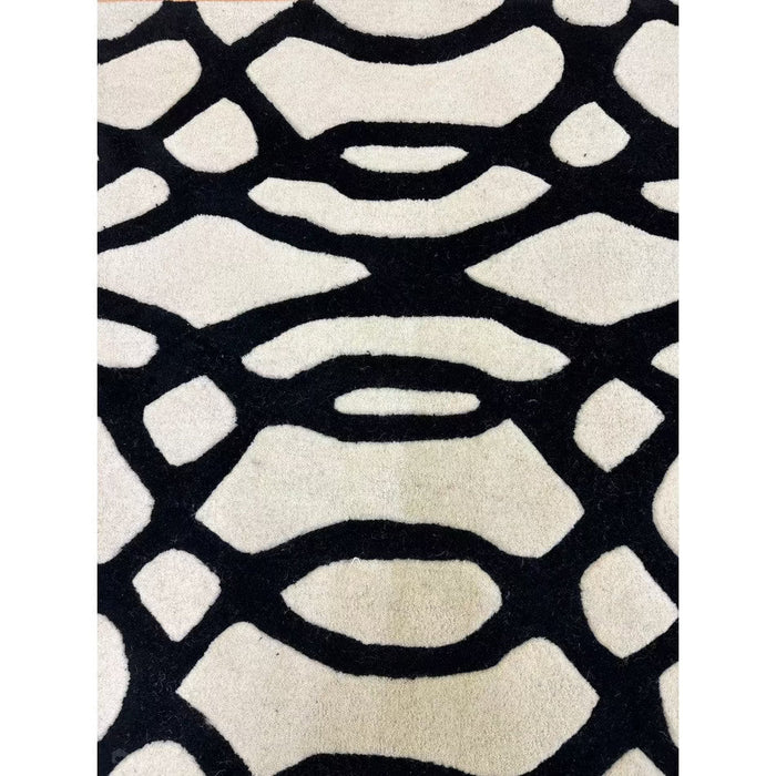 Matrix MAX35 Wire Modern Geometric Hand-Woven High-Density Soft Textured Wool&Viscose Mix White/Black Rug