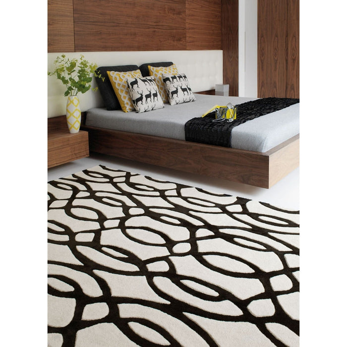 Matrix MAX35 Wire Modern Geometric Hand-Woven High-Density Soft Textured Wool&Viscose Mix White/Multi Runner