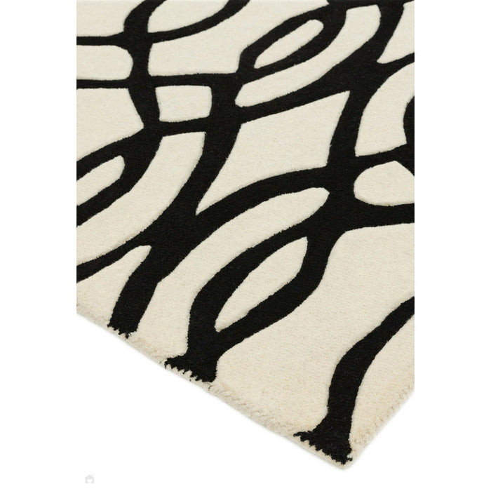 Matrix MAX35 Wire Modern Geometric Hand-Woven High-Density Soft Textured Wool&Viscose Mix White/Multi Runner