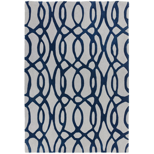 Matrix MAX36 draad modern geometrisch handgeweven hoge dichtheid zachte textuur wol en viscose mix blauw/multi vloerkleed