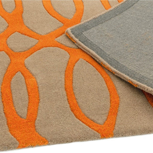 Matrix MAX37 Wire Modern Geometric Hand-Woven High-Density Soft Textured Wool&Viscose Mix Orange/Beige/Light Brown Runner