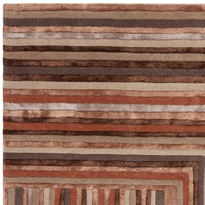 Matrix MAX80 Netwerk Modern geometrisch handgeweven terracotta vloerkleed met hoge dichtheid en zachte textuur van een mix van wol en viscose