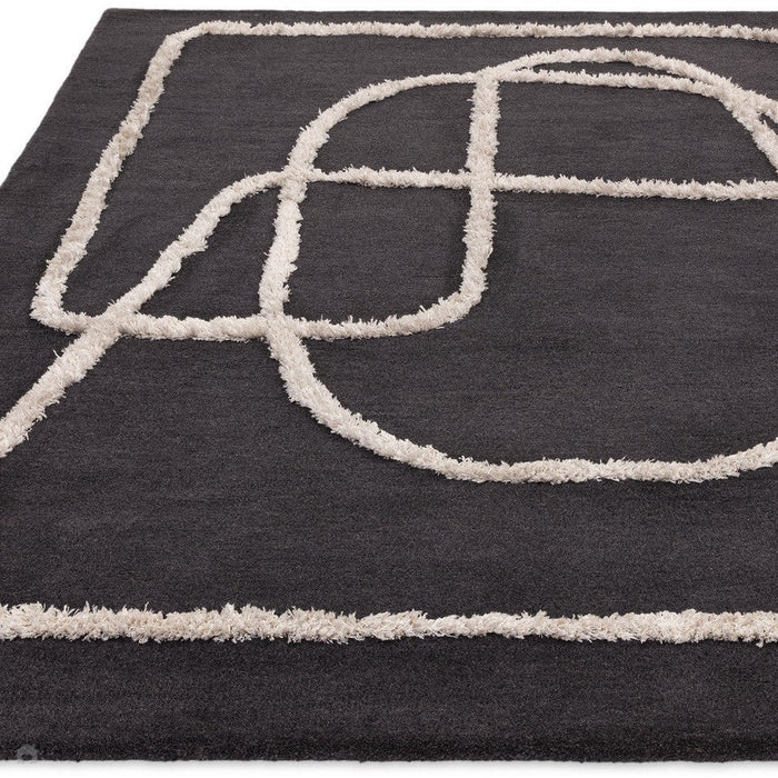 Matrix MAX94 Infinity Modern Geometric Hand-Woven High-Density Soft Textured Wool&Viscose Mix Charcoal Rug