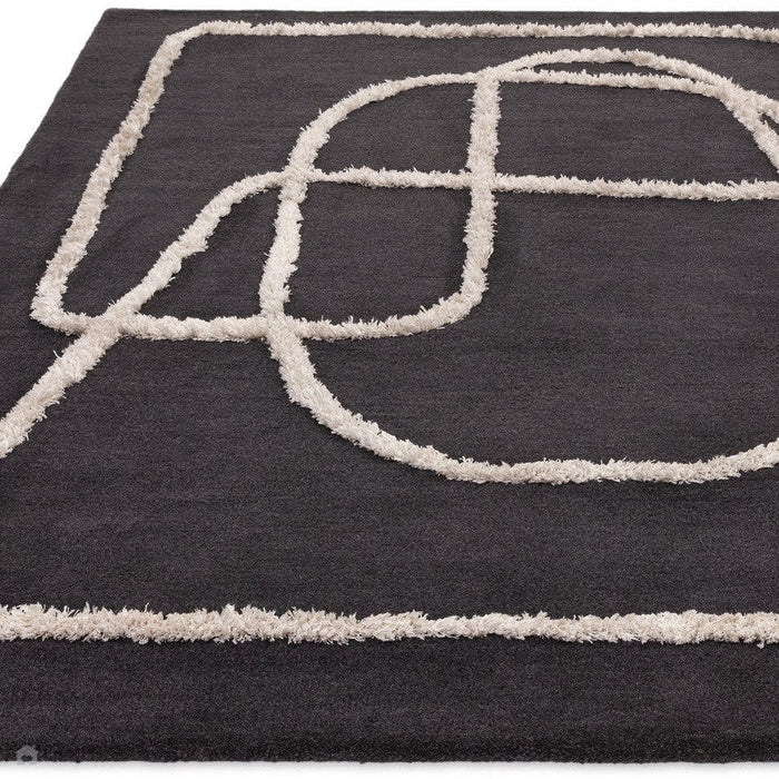 Matrix MAX94 Infinity Modern Geometric Hand-Woven High-Density Soft Textured Wool&Viscose Mix Charcoal Rug