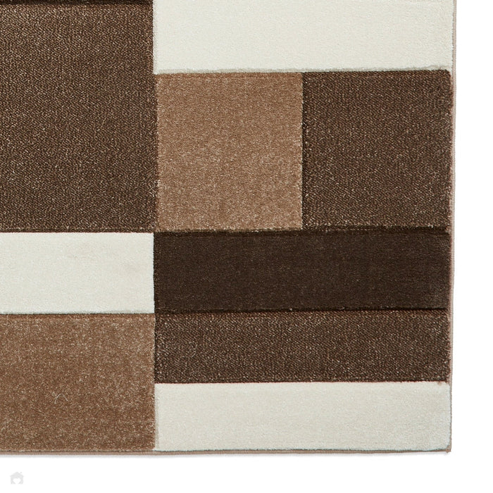 Matrix MT61 Modern Geometric Blocks Soft Hand-Carved Beige/Brown/Cream Rug