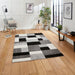 Matrix MT61 Modern Geometric Blocks Soft Hand-Carved Grey/Black/Cream Rug