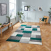 Matrix MT61 Modern Geometric Blocks Soft Hand-Carved Grey/Green/Cream Rug