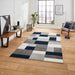 Matrix MT61 Modern Geometric Blocks Soft Hand-Carved Grey/Navy/Cream Rug