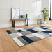 Matrix MT61 Modern Geometric Blocks Soft Hand-Carved Grey/Navy/Cream Rug