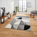 Matrix MT63 Modern Geometric Soft Hand-Carved Grey/Black/Cream Rug