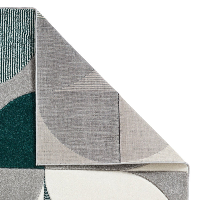 Matrix MT63 Modern Geometric Soft Hand-Carved Grey/Green/Cream Rug