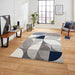 Matrix MT63 Modern Geometric Soft Hand-Carved Grey/Navy/Cream Rug