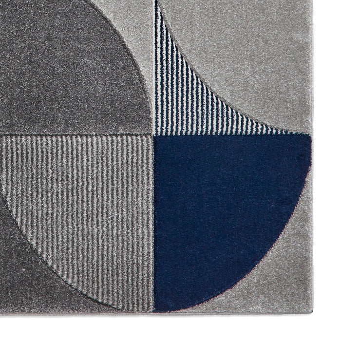 Matrix MT63 Modern Geometric Soft Hand-Carved Grey/Navy/Cream Rug