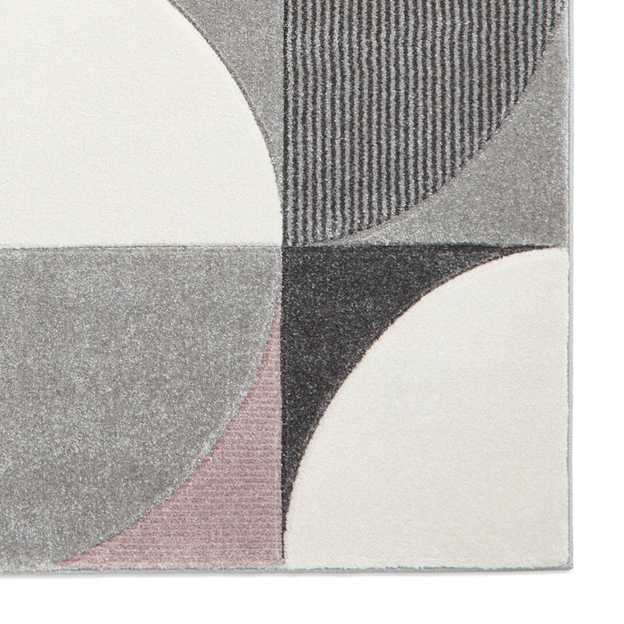 Matrix MT63 Modern Geometric Soft Hand-Carved Grey/Rose/Cream Rug