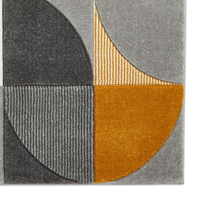 Matrix MT63 Modern Geometric Soft Hand-Carved Grey/Yellow/Cream Rug