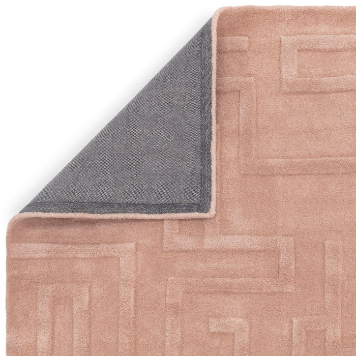 Maze Modern Geometric Hand-Carved Hi-Low Textured Wool Blush Rug