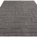 Maze Modern Geometric Hand-Carved Hi-Low Textured Wool Charcoal Grey Rug
