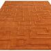Maze Modern Geometric Hand-Carved Hi-Low Textured Wool Rust Rug