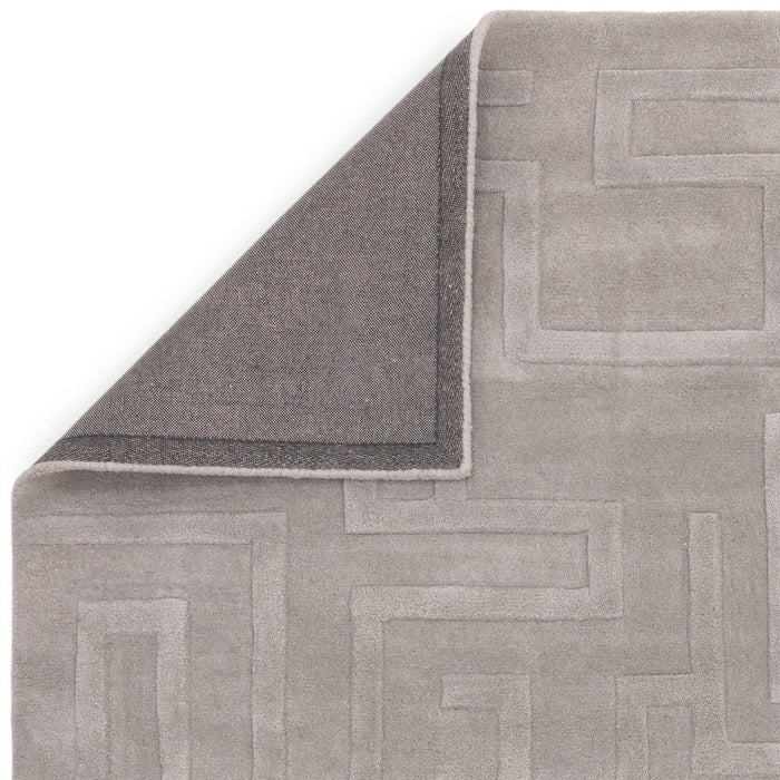 Maze Modern Geometric Hand-Carved Hi-Low Textured Wool Silver Rug