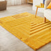 Maze Modern Geometric Plain Linear Hand Carved Wool 3D Hi-Low Ridged Ochre Rug