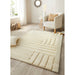 Maze Modern Geometric Plain Linear Hand Carved Wool 3D Hi-Low Ridged Pristine Natural Cream Rug