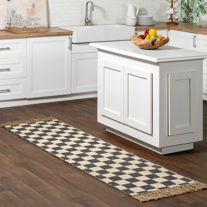 Mazie Grey Jute Area Rug with Geometric Pattern 140x200 cm