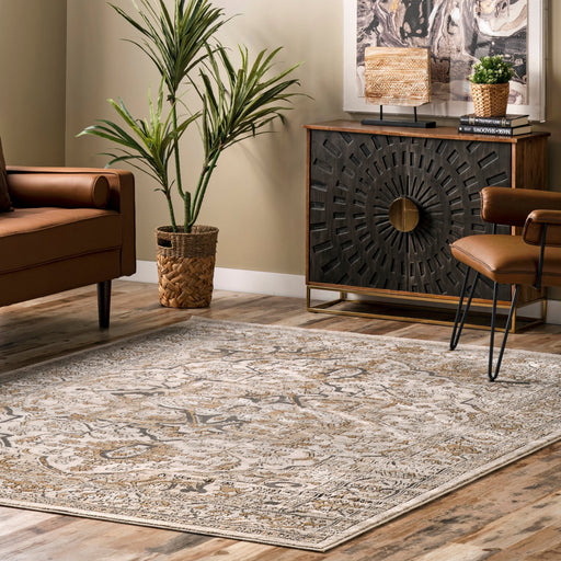 Medallion Area Rug in Beige for Elegant Home Decor