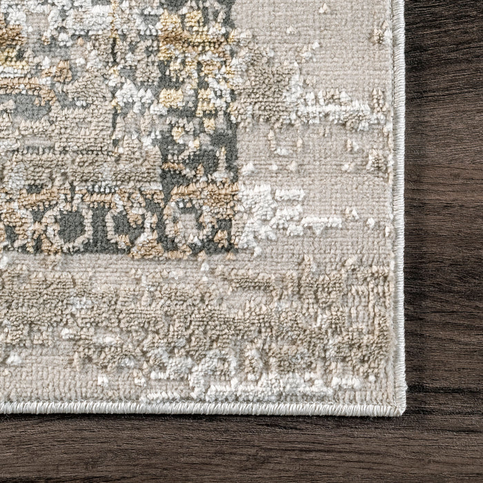 Medallion Area Rug in Beige for High Traffic Spaces