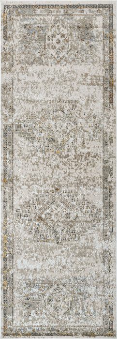 Medallion Area Rug in Beige for High Traffic Spaces