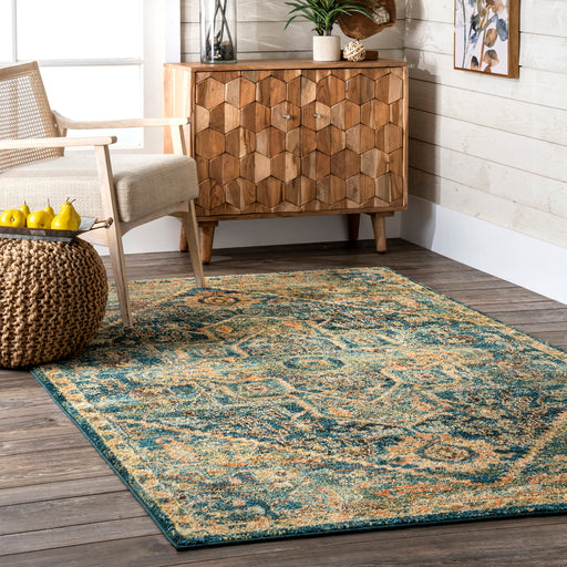 Medallion Area Rug in Olive Green 60x90 cm