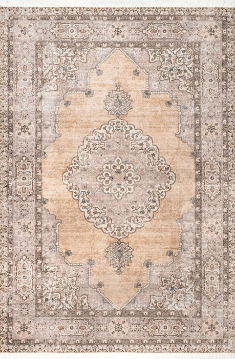 Medallion Area Rug in Peach for High-Traffic Spaces