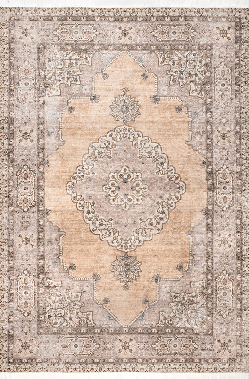 Medallion Area Rug in Peach for High-Traffic Spaces