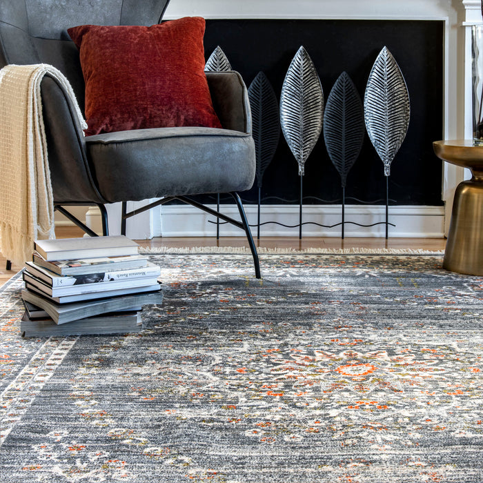 Medallion Pattern Area Rug 160x230 cm Grey