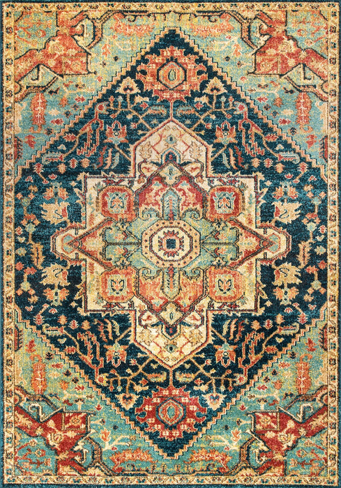 Medallion Pattern Area Rug in Green Color