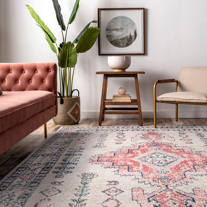 Medallion Pattern Beige Area Rug 120x180 cm