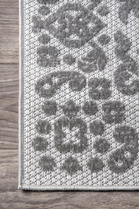 Medallion Pattern Indoor Outdoor Rug in Grey 150x240 cm