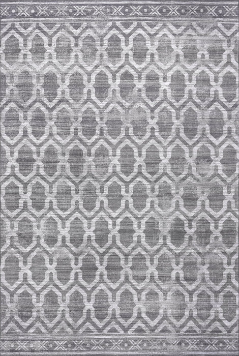 Megan Trellis Machine Washable Indoor Outdoor Area Rug Grey